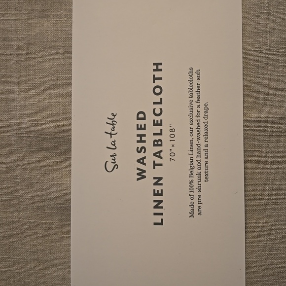 Sur La Table Natural Linen Tablecloth, Size108"x70", Retail Price $179.95 USD - Picture 3 of 8
